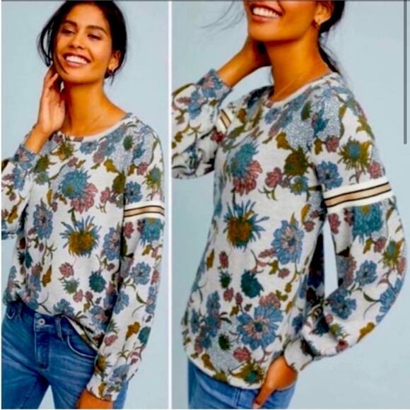 Anthropologie Dolan Left Coast Tagawa Floral Sweatshirt Size M - Picture 1 of 8